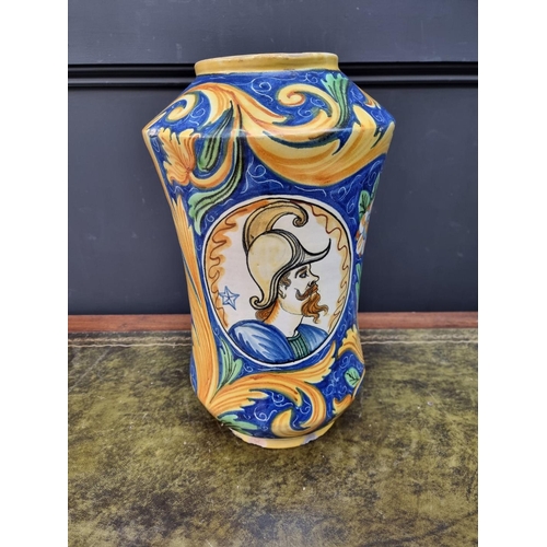 1382 - A large Italian maiolica albarello, 42cm high.