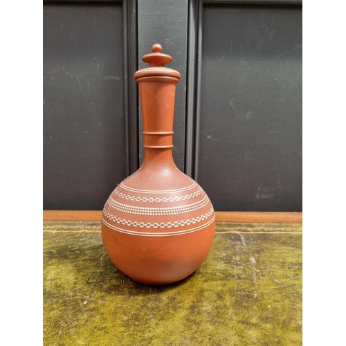 1386 - A Dudson-Ridgway 'Mosaic Pompeii' terracotta bottle vase and cover, 27cm high.