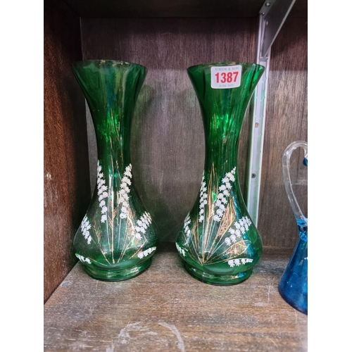 1387 - A collection of 19th century coloured glass vases and similar, largest 32cm high. (11) ... 