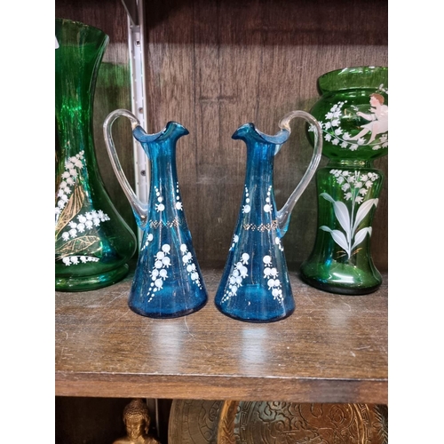 1387 - A collection of 19th century coloured glass vases and similar, largest 32cm high. (11) ... 