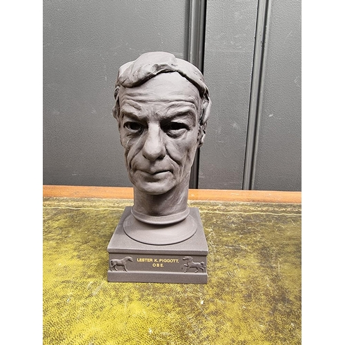 1400 - A Wedgwood black basalt bust of Lester Piggott, No.24/500, 20cm high, boxed and with certificate.... 