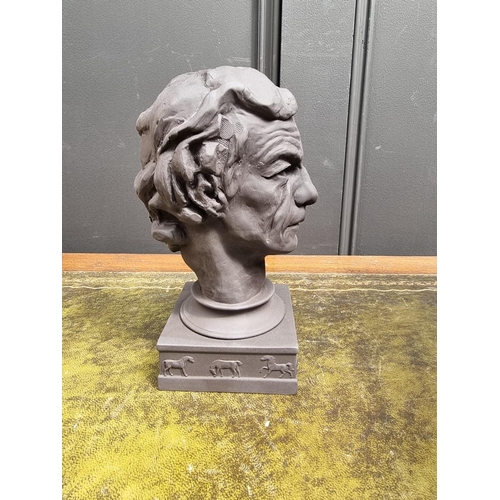 1400 - A Wedgwood black basalt bust of Lester Piggott, No.24/500, 20cm high, boxed and with certificate.... 