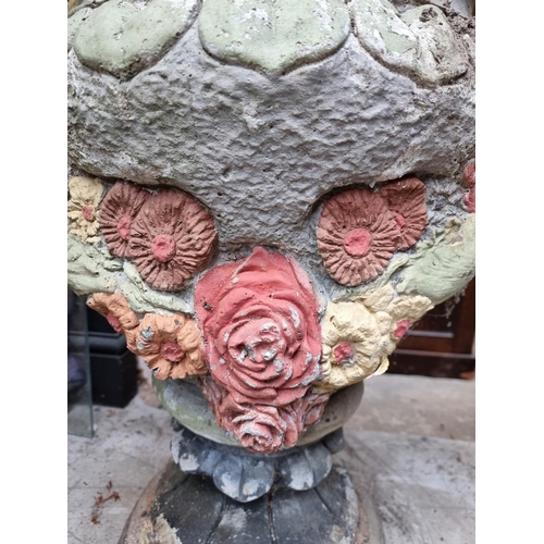 1148 - A pair of composition stone garden planters, 64cm high. 