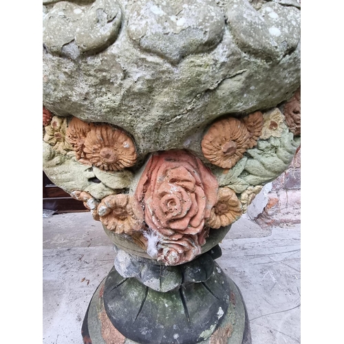 1148 - A pair of composition stone garden planters, 64cm high. 