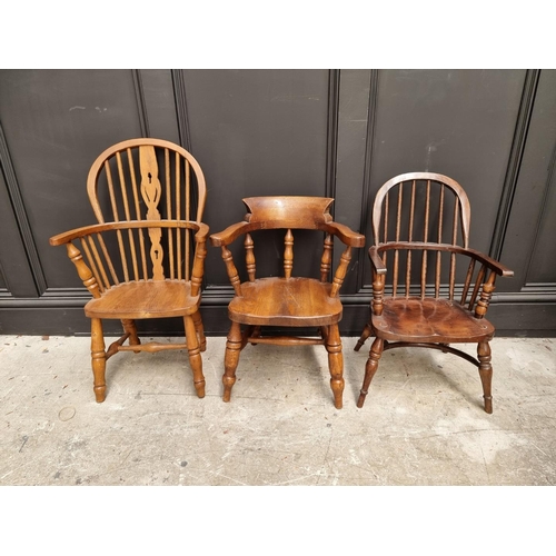 1158 - Three childs' chairs, comprising: two Windsor style examples; and a smokers bow.