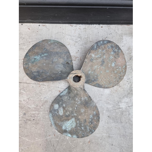 1163 - A large bronze ship's propeller, approx 52cm diameter, (in salvaged condition).