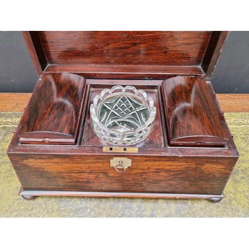 1189 - A Victorian rosewood sarcophagus tea caddy, 36.5cm wide. 