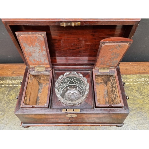 1189 - A Victorian rosewood sarcophagus tea caddy, 36.5cm wide. 