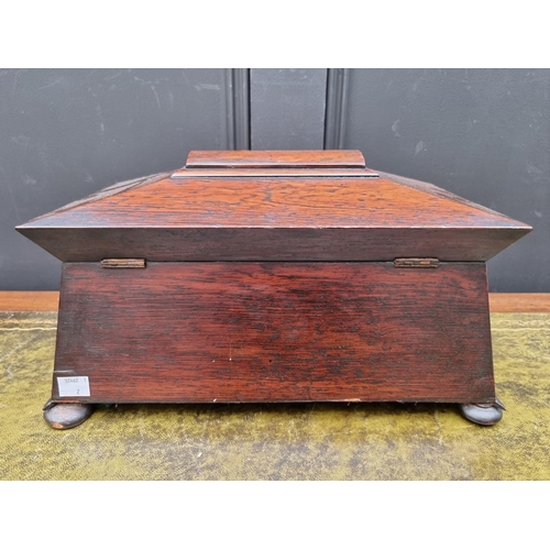 1189 - A Victorian rosewood sarcophagus tea caddy, 36.5cm wide. 