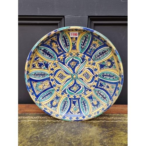 1195 - A large Iznik style pottery charger, 39.5cm diameter; together with a similar vase, 25.5cm high.... 