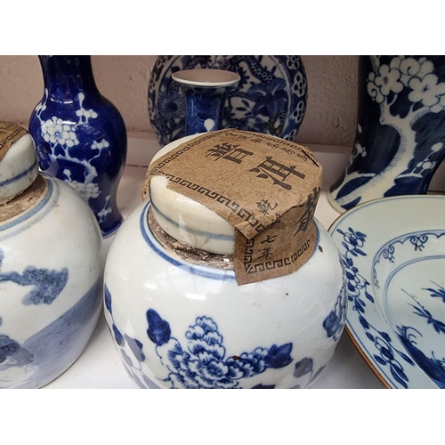 1235 - A collection of Chinese blue and white porcelain, 18th century and later, (moonflask damaged). (12)... 