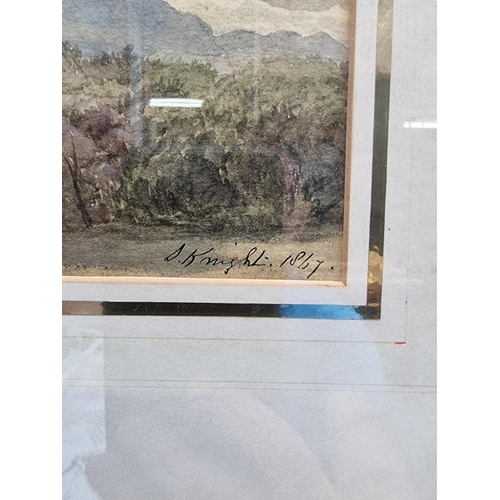 1288 - Joseph Knight, landscape, signed and dated 1867, watercolour, 11.5 x 17cm.