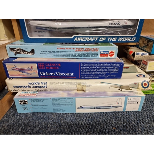 12 - Model Aircraft Kits: a collection of various scale model kits, to include a sealed Vickers Vali... 