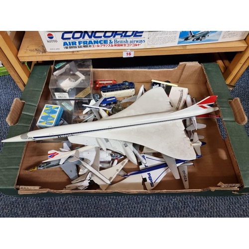 16 - Concorde: nine various Concorde model kits; together with a small group of diecast and similar ... 