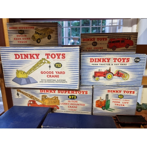 37 - Dinky Toys: eight boxed vintage Dinky Toys, to include Farm Tractor & Hay Rake; and a Goods... 