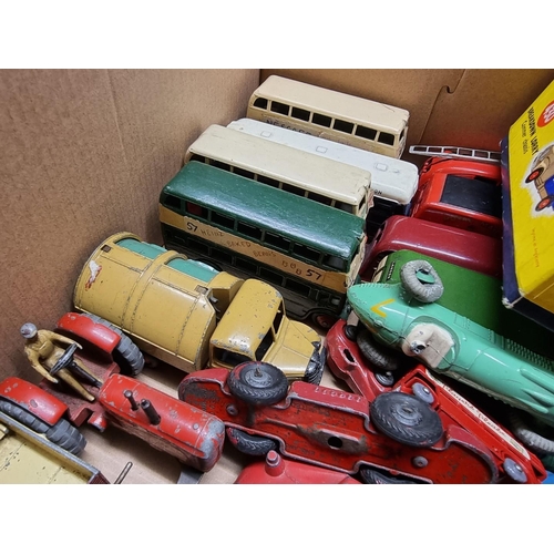 43 - Diecast: a group of vintage diecast vehicles, mainly Dinky, to include a boxed No.430 lorry; two rac... 