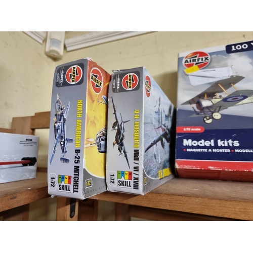 48 - Model Kits: three vintage Airfix kits; a similar Revell example; a Nor-Star Osprey model boat k... 