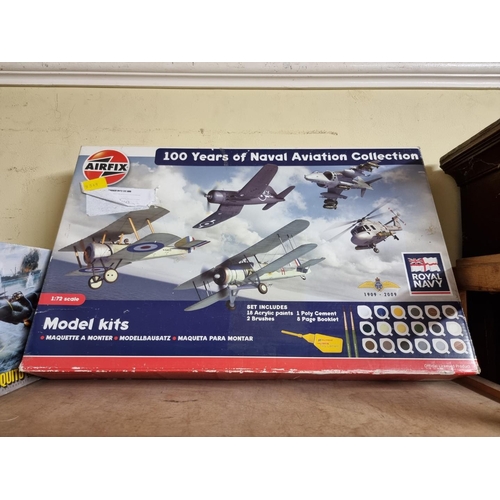 48 - Model Kits: three vintage Airfix kits; a similar Revell example; a Nor-Star Osprey model boat k... 