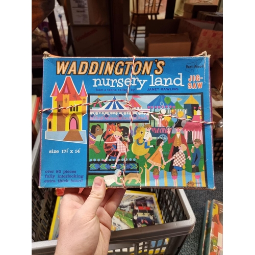 56 - Wooden Puzzles: nine 1960s/70s jigsaw puzzles, to include three Waddington's 'Nursery Land' examples... 