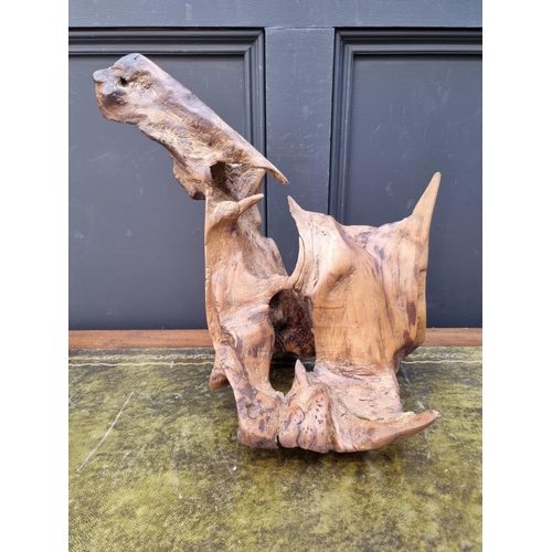 1047 - A yew rootwood sculpture, 36.5cm high.