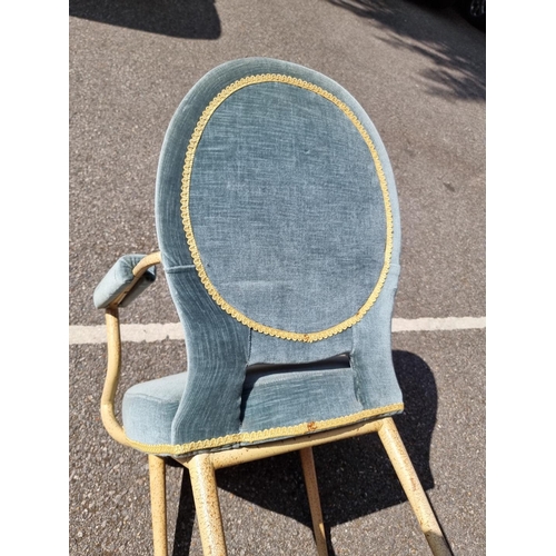 1094 - A mid-century painted tubular metal and upholstered open armchair, in the manner of Maison Jansen.... 