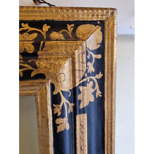 1127 - An antique ebonized and parcel gilt frame, possibly Dutch, the whole 58.5 x 52.5cm, rebate 35.5 x 28... 