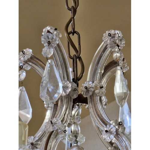 1154 - A faceted bead five branch chandelier, approx 50cm high. 