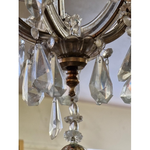 1154 - A faceted bead five branch chandelier, approx 50cm high. 