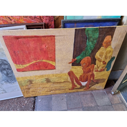 1173 - A quantity of pictures, largest 60.5 x 105cm, some unframed. (14)