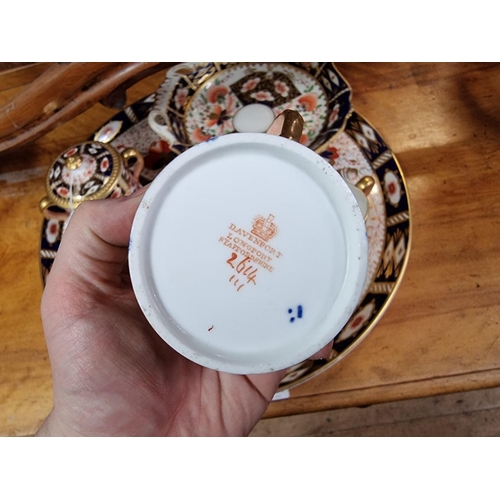 1337 - A collection of Davenport and Royal Crown Derby Imari porcelain, the tray 44cm diameter. ... 