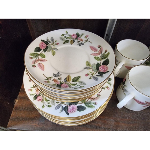 1410 - A collection of Wedgwood 'Hathaway Rose' pattern tea and dinnerwares.  