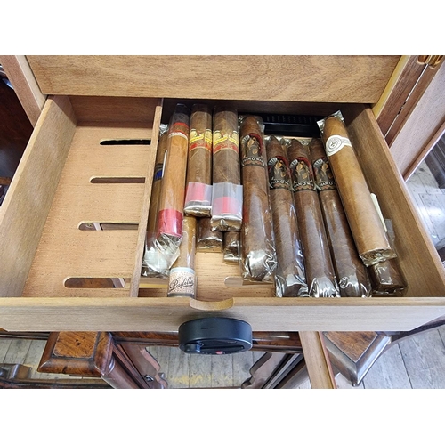 1499 - Cigars: a collection of 161 New World cigars, in a seven drawer humidor, 50cm high x 33cm wide ... 