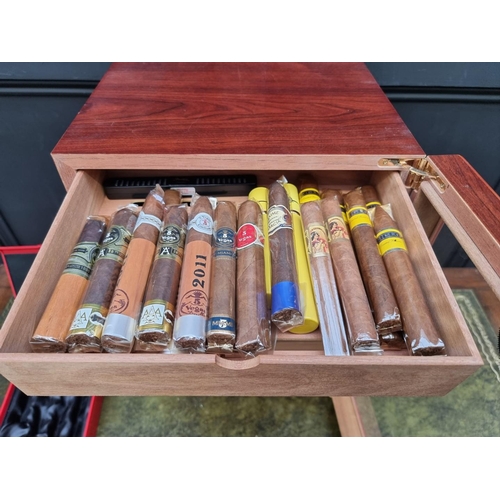 1499 - Cigars: a collection of 161 New World cigars, in a seven drawer humidor, 50cm high x 33cm wide ... 