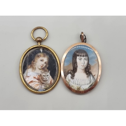 1524 - English School, early 19th century, head and shoulders portrait miniature of a young girl, on ivory ... 