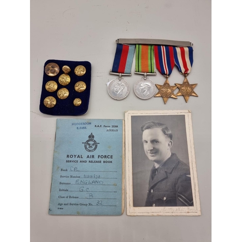 1526 - Medals: a World War II group of four, with RAF 'Service and Release Book', to 1144874 Cpl Gordon Cec... 