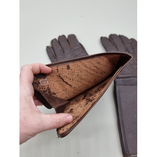 1607 - A pair of Luftwaffe leather pilot's gloves, inscribed '10' to interior.