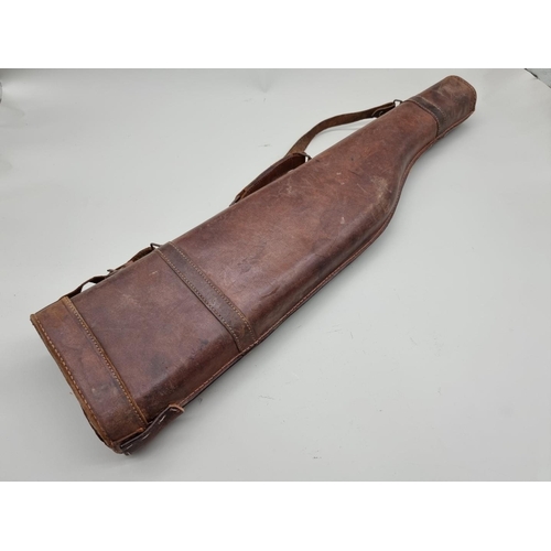 1614 - A leather leg of mutton gun case, 74.5cm long.