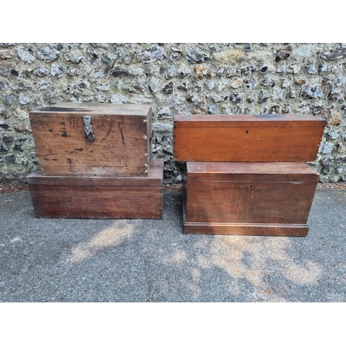 1644 - Four old wooden chests, largest 84cm wide.