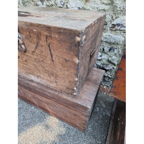 1644 - Four old wooden chests, largest 84cm wide.