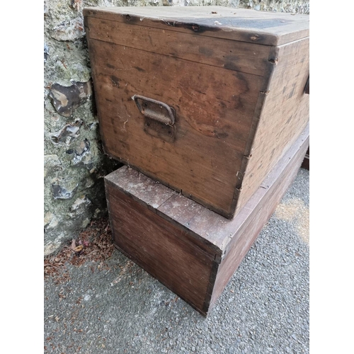 1644 - Four old wooden chests, largest 84cm wide.