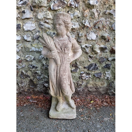 1653 - A reconstituted stone figure of a lady, 78cm high.