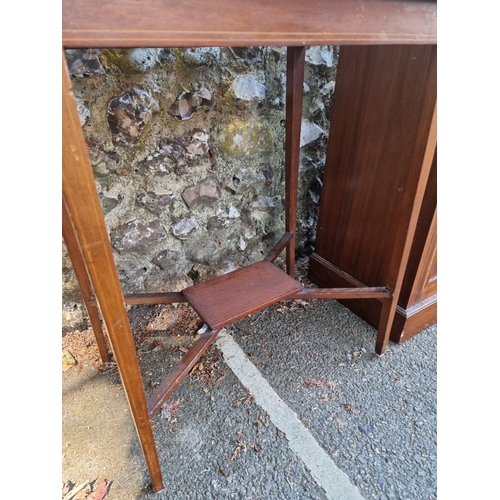 1656 - An Edwardian inlaid bedside cupboard, 78cm high x 40cm wide; together with an inlaid occasional tabl... 