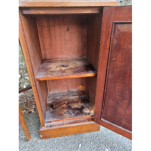 1656 - An Edwardian inlaid bedside cupboard, 78cm high x 40cm wide; together with an inlaid occasional tabl... 