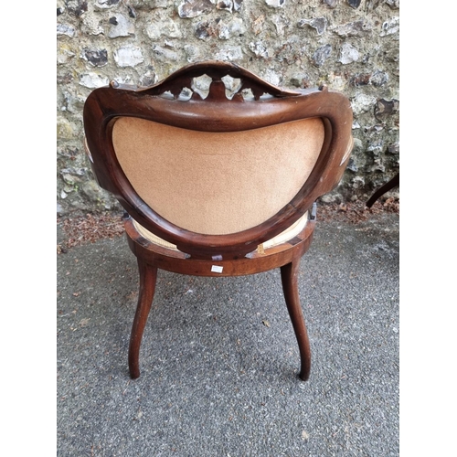 1669 - Two Edwardian inlaid elbow chairs.