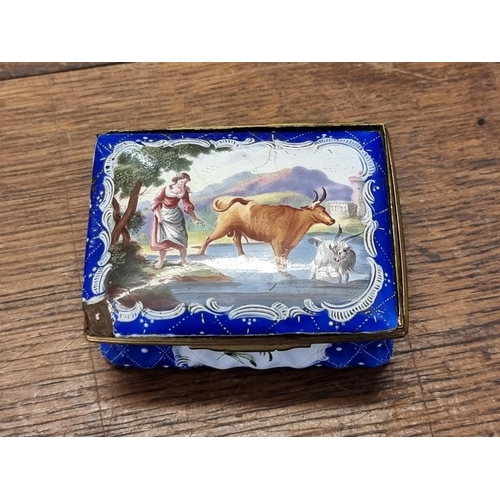 1533 - A 19th century enamel casket, 8cm wide, (s.d).