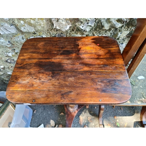 1670 - A rosewood and beech pedestal table, 46.5cm wide; together with an Edwardian cheval mirror, 42c... 