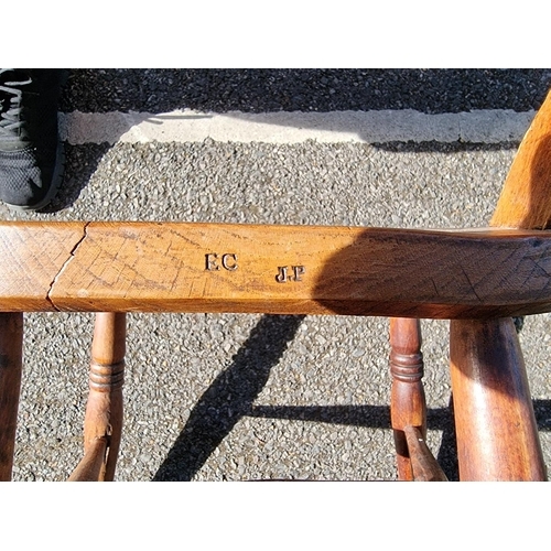 1100 - A matched set of six Victorian beech and elm bar back kitchen chairs. 