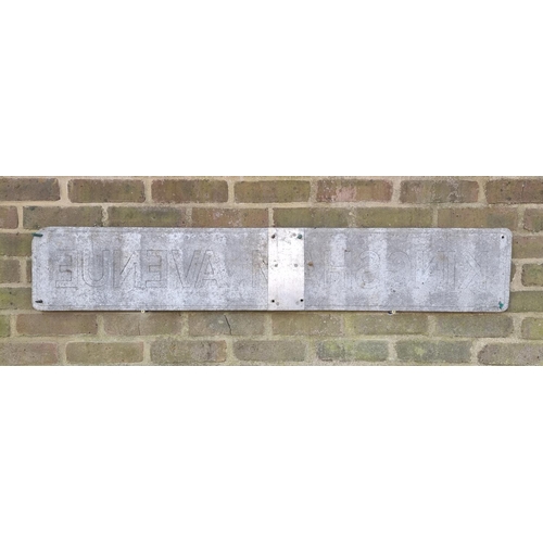 77 - 'KINGSHAM AVENUE', 23 x 130cm, pressed aluminium, (in two joined parts).