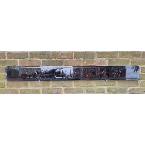 84 - 'WINGUARD WAY', 14.5 x 137cm, pressed aluminium.