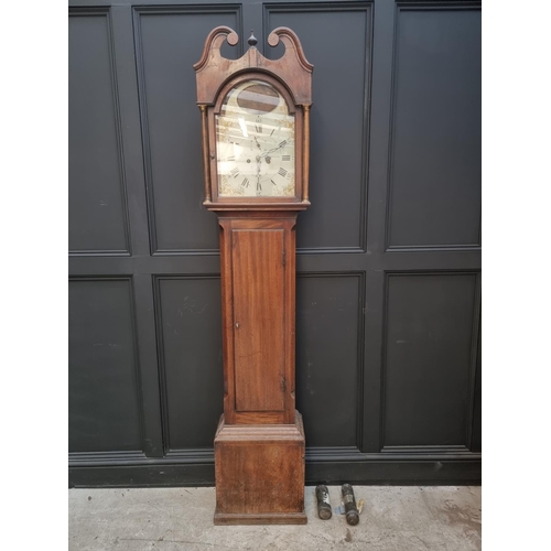 1102 - A Scottish George III mahogany eight day longcase clock, the 13in painted arched dial inscribed... 